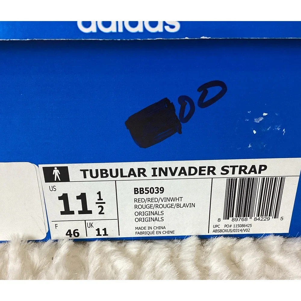 ADIDAS Tubular Invader Strap Trainers Men's 11.5 Red BB5039 With Box Y2K
